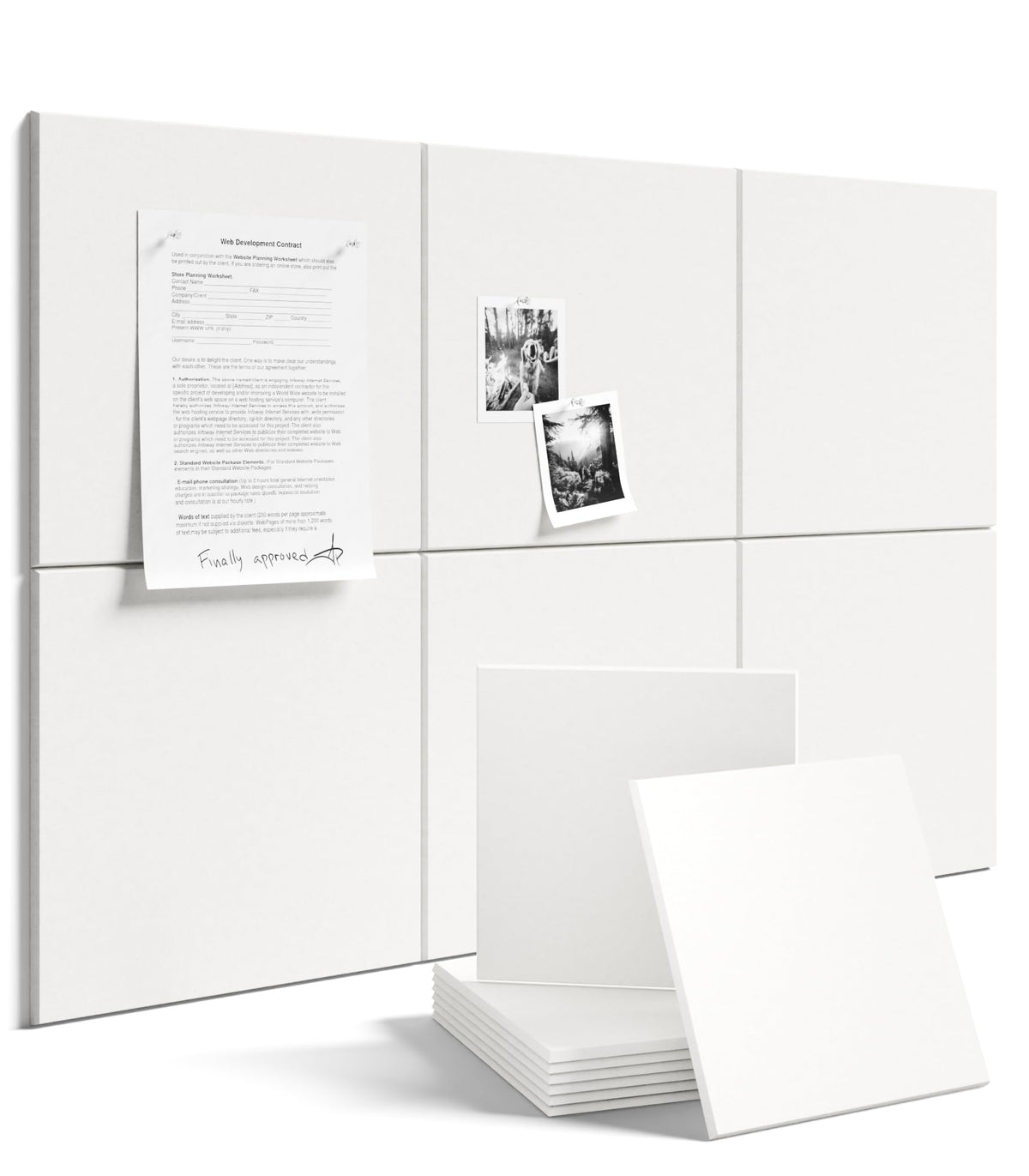 Felt Bulletin Board & Cork Board Alternative 36'' x 24'' (Milky White-1 / Solid tile 6-pack)