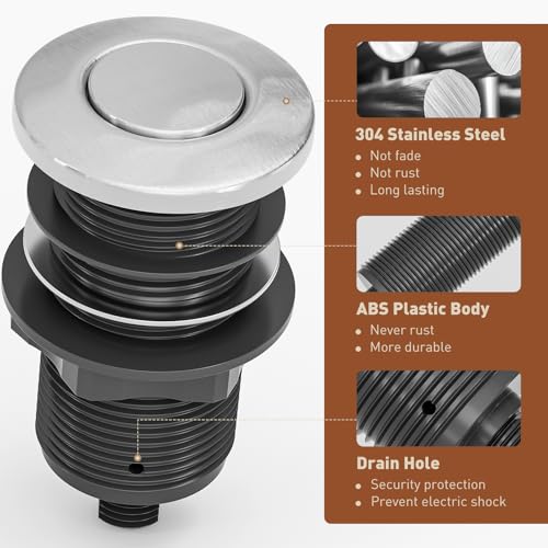 Garbage Disposal Air Switch Kit Dual Outlet (Brushed Stainless Steel)