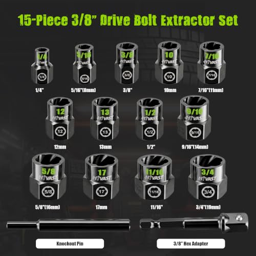 Impact NUT&Bolt Extractor Socket Set (15PCS)