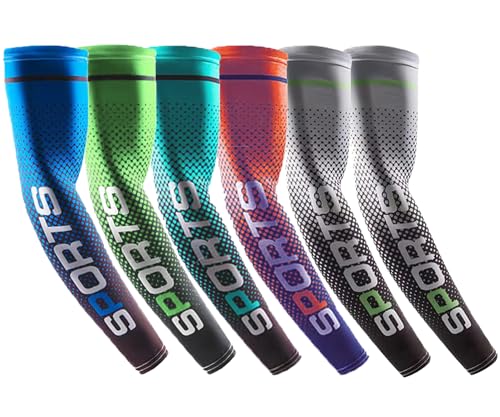 UV Protection Arm Sleeves Cooling Cover for Men Women 6 Pairs