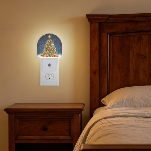 Night Light Christmas Night Lights Plug into Wall with Dusk to Dawn Smart Sensor for Bedroom Bathroom Hallway Kitchen (Christmas 01)