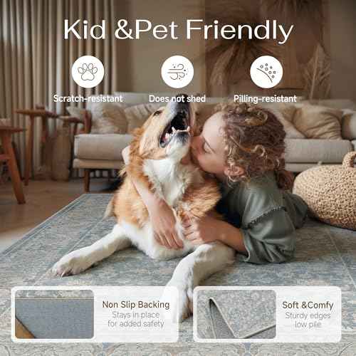 2x3 Blue Washable Area Rug Non Slip Retro Distressed Doormat (Distressed | Blue / 2' x 3' (Rectangular))