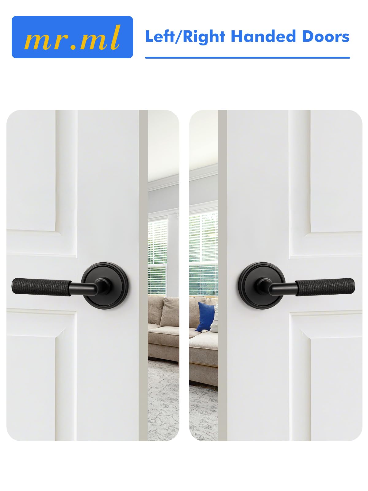Knurled Door Lever Black Double Dummy Door Handle (Black)