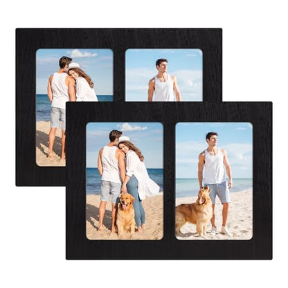 4x6 Picture Frame Collage Set of 2 (Rustic Black / 7.7x10in (2Pack))