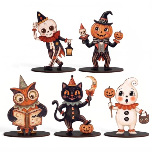 5PCS Wooden Halloween Decor Small Halloween