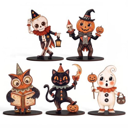 5PCS Wooden Halloween Decor Small Halloween