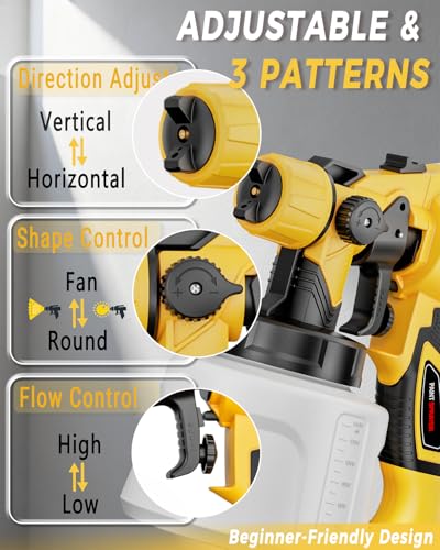 1000W HVLP Electric Paint Sprayer Gun for House Painting (Yellow)