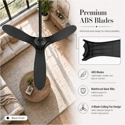 60 Inch Ceiling Fan with Light (Black / 60 Inches)