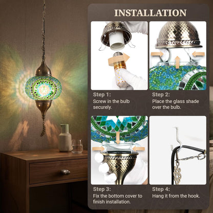 Turkish Moroccan Mosaic Pendant Light (Green)
