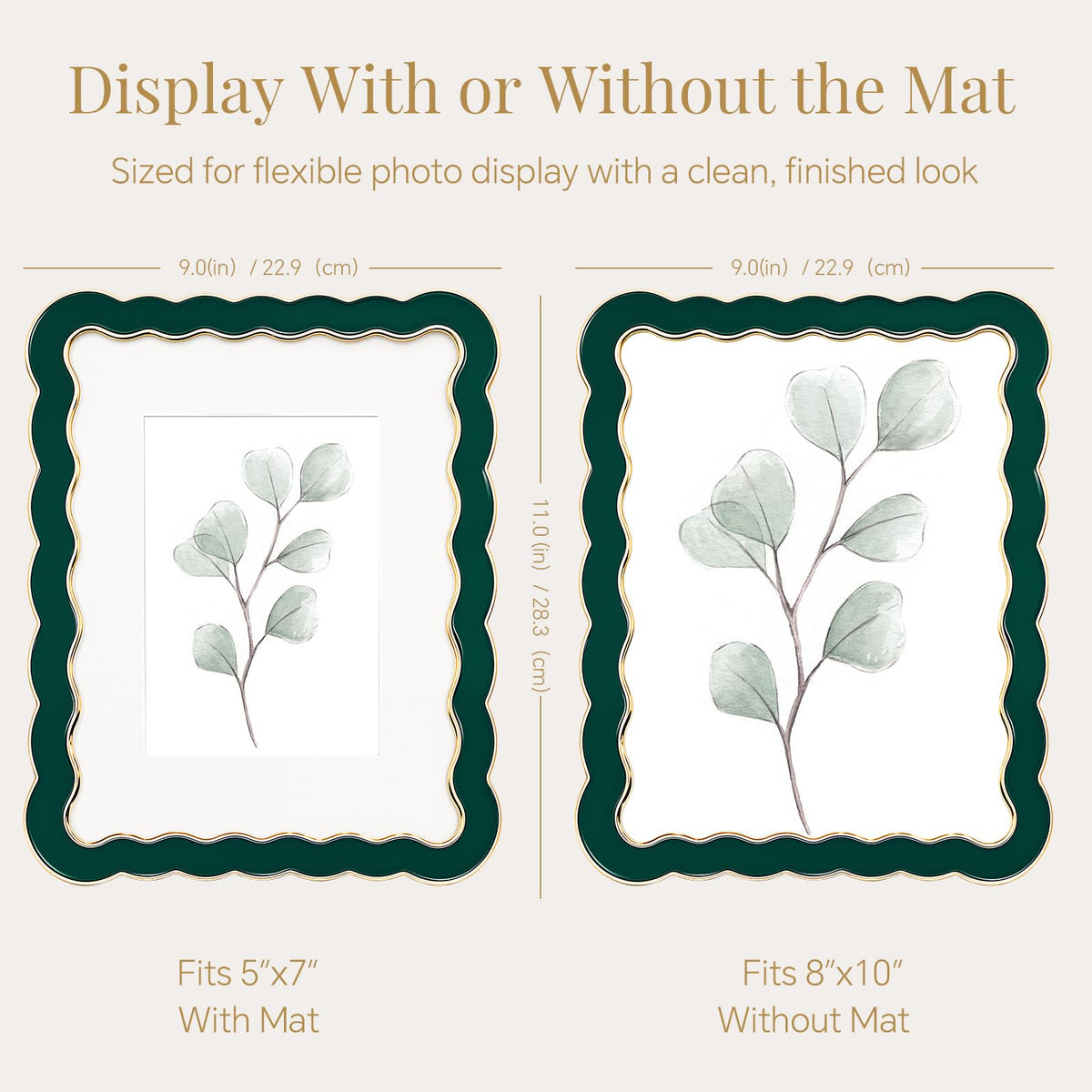 8x10 Scalloped Wavy Metal Picture Frame (Hidden Jade / 8x10)