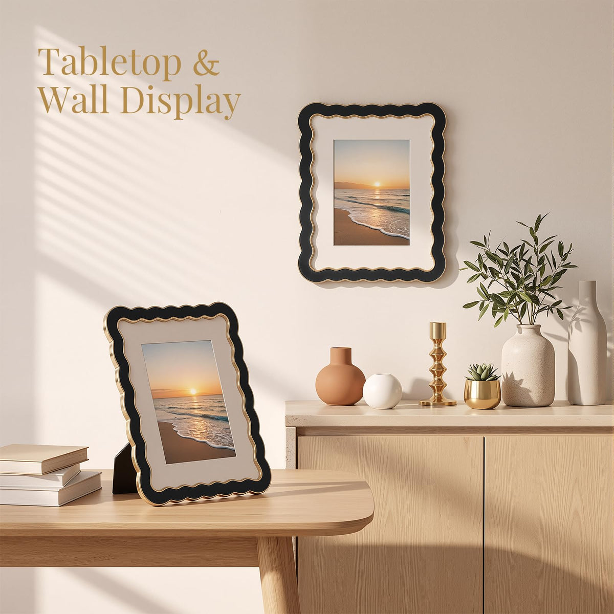 8x10 Scalloped Wavy Metal Picture Frame (Ink Matte Black / 8x10)