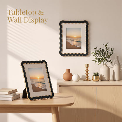 8x10 Scalloped Wavy Metal Picture Frame (Ink Matte Black / 8x10)