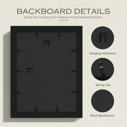 12x16 Black Wooden Picture Frame (Black Frame Black Mat / 12x16)