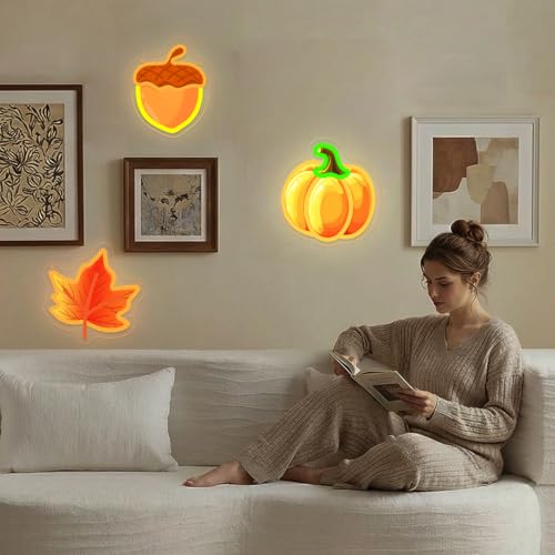 3 Pack Halloween Neon Sign UV Printed Pumpkin Ghost Bat Neon Light