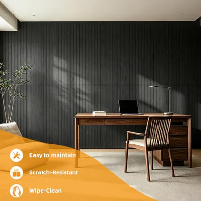 6 Pack Peel and Stick PVC Wood Slat Wall Panel