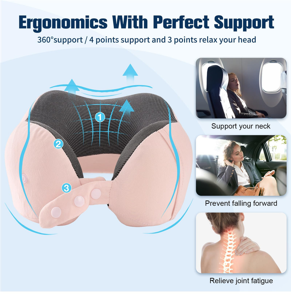 Neck Pillow for Traveling (Light Pink)