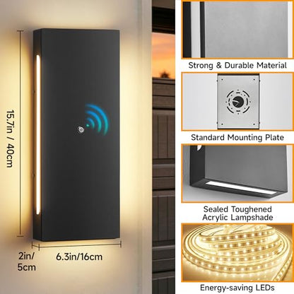 Dusk to Dawn Outdoor Modern Wall Light Black Wall Sconce