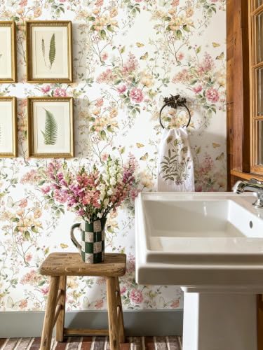 Floral Peel and Stick Wallpaper Peony Contact Paper Vintage Floral Wallpaper