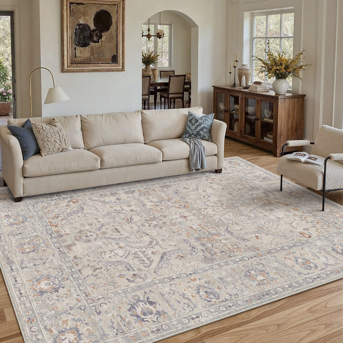 Area Rugs 8x10 Washable Rug Blue Grey (Blue Grey / 8' x 10' (Rectangular))