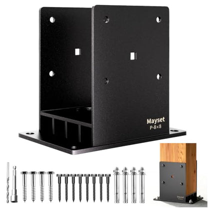 Post Base 8x8 with Air Flow Channel Fence Post Base Heavy Duty Stainless Steel Powder (8x8)