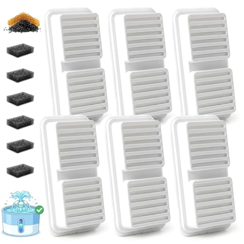 6 Pack Cat Water Fountain Filter with 6 Pre