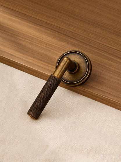Knurled Door Lever Antique Brass Retro Double Dummy Door Lever (Antique Brass Retro)