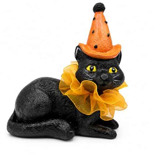 Halloween Decoration Indoor Resin Cat Witch Figurine (Black Cat)