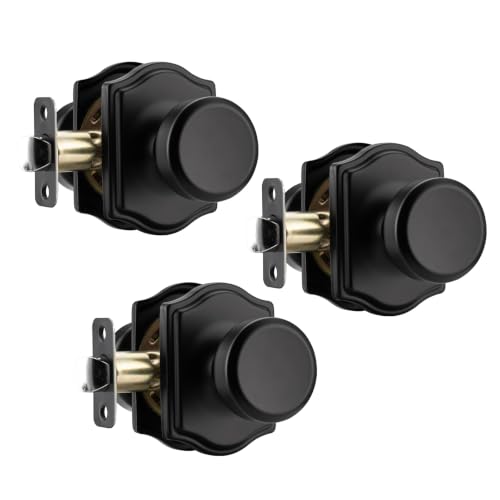 Black Door Knobs with Camelot Trim