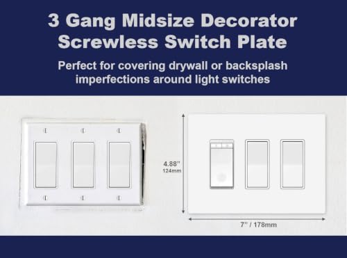 3 Gang Midsize Screwless Switch Plate (3 Gang)