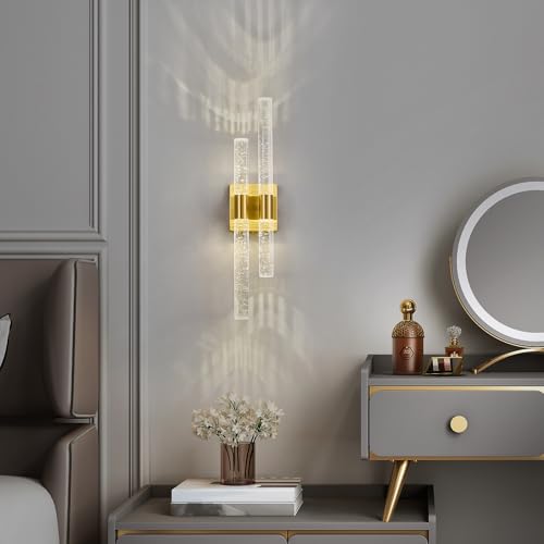 Modern Crystal Wall Sconces Hardwired Wall Sconce Bathroom Vanity Lights Fixtures 4000K Wall Light