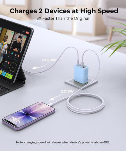 2 Pack USB C Charger Block (2Pack Blue Purple / 40W)