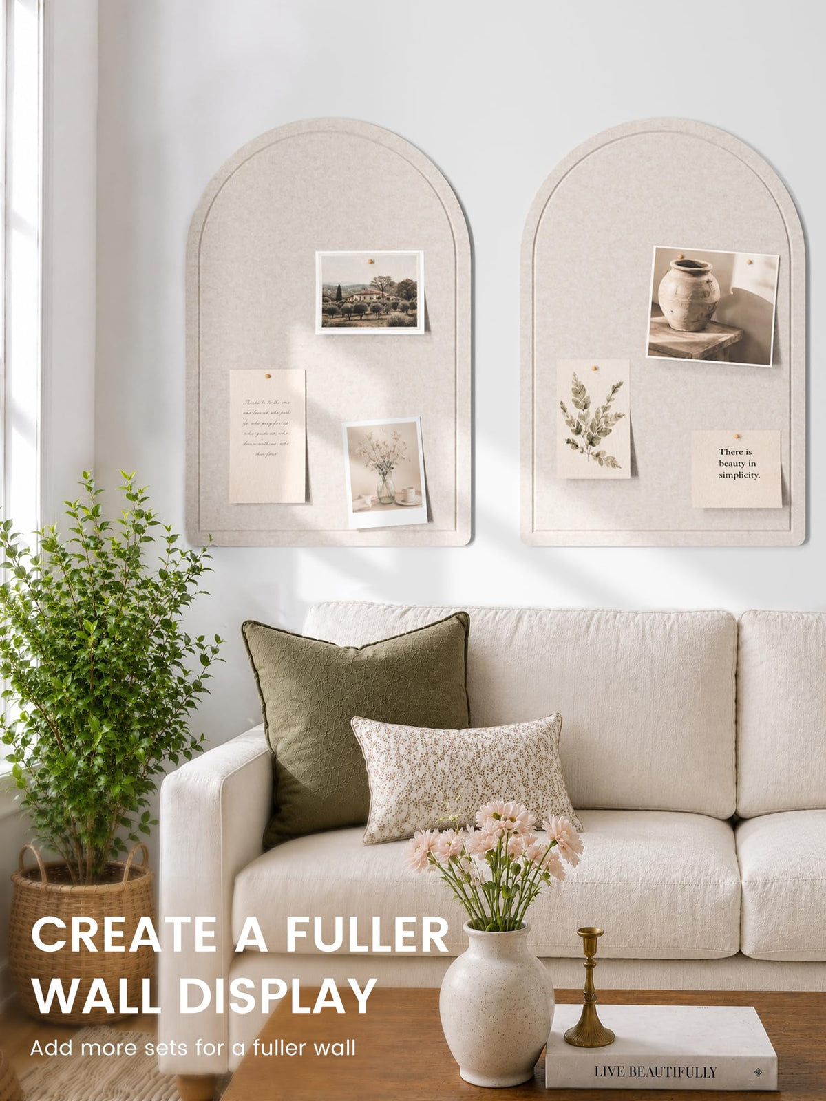 Large Arched Felt Bulletin Board 35.4''×23.6'' (Oatmeal)