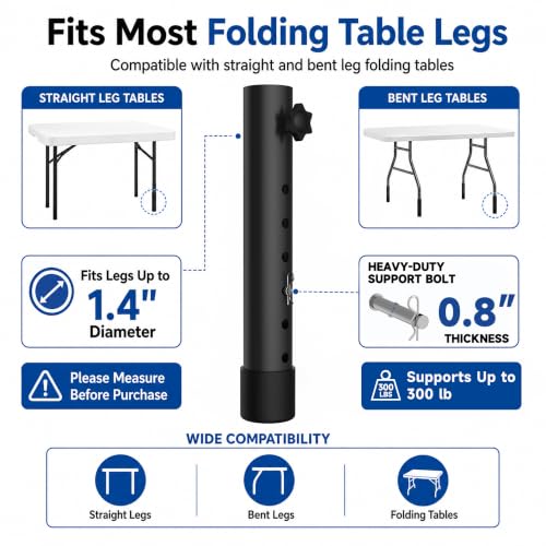 Multi Hole Folding Legs Table Extension