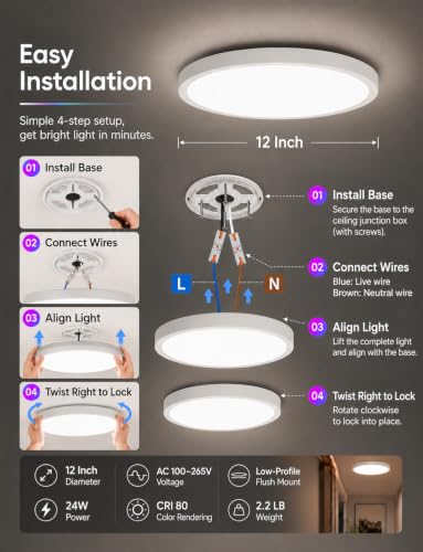 Smart RGB Ceiling Light 12 Inch RGBCCT WiFi App Voice Control