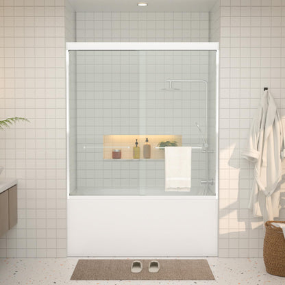 Double Sliding Glass Bathtub Shower Door 55 (Chrome / 60''x62'')
