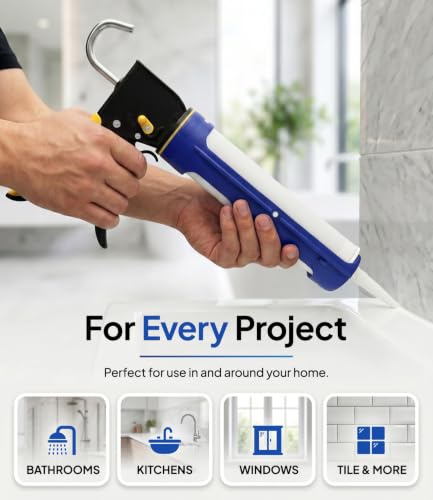 9" Dripless Caulking Gun with Swivel Body Smooth Rod Spout Cutter and Unblock Pin Manual Caulk Gun for 10 oz Cartridge Plastic Sealant Gun for Silicone Sealant Caulk Adhesive