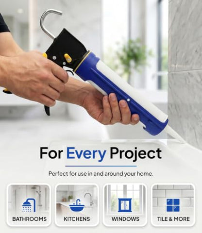 9" Dripless Caulking Gun with Swivel Body Smooth Rod Spout Cutter and Unblock Pin Manual Caulk Gun for 10 oz Cartridge Plastic Sealant Gun for Silicone Sealant Caulk Adhesive