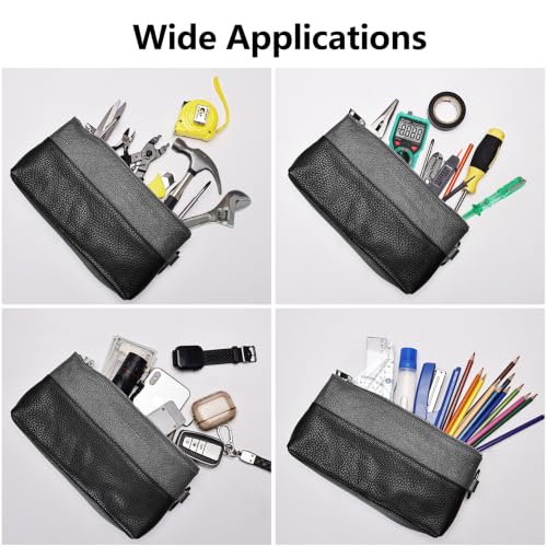 Genuine Leather Tool Pouch with Zipper