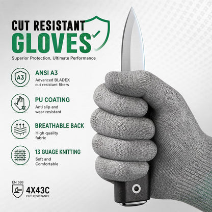 A3 Cut Resistant Work Gloves for Men & Women (Large)