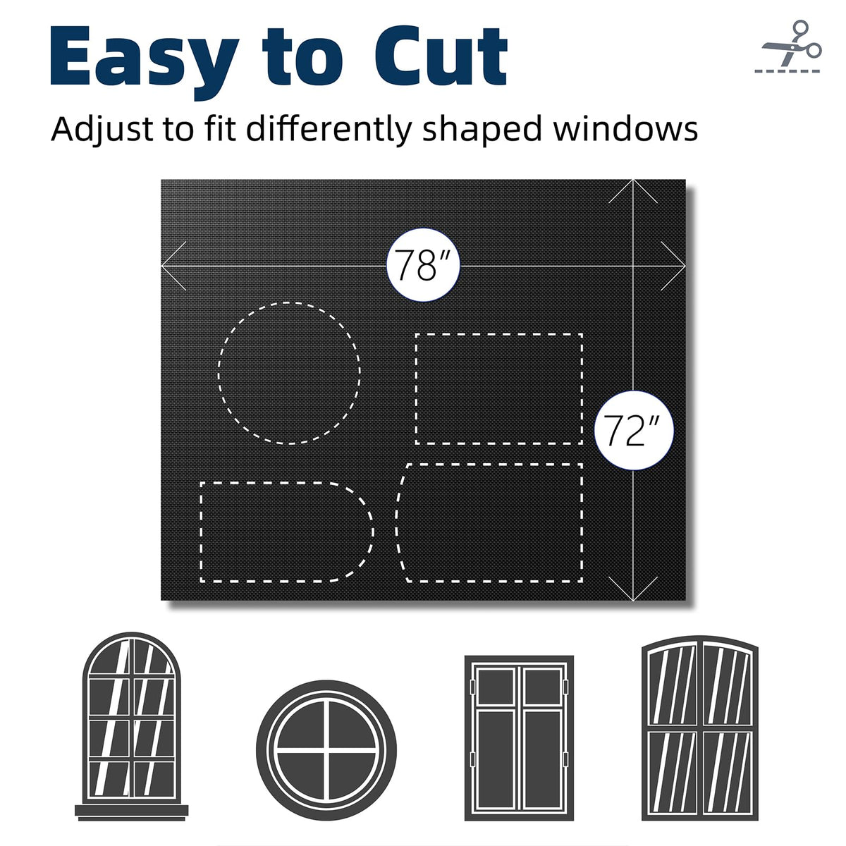 Portable Blackout Curtains 78"×72" (Black / 72"W x 78"L (Pack of 1))