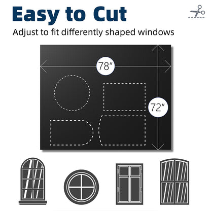 Portable Blackout Curtains 78"×72" (Black / 72"W x 78"L (Pack of 1))
