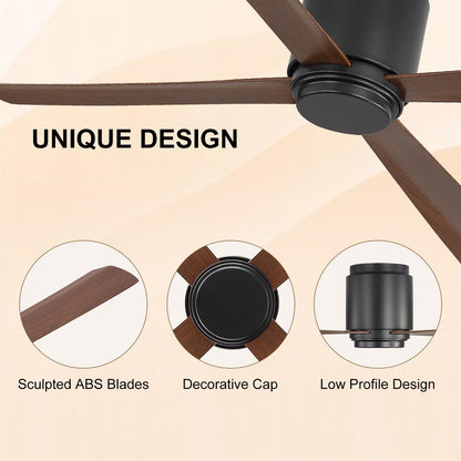 54 Inch Wet Rated Ceiling Fan without Light (Black and Walnut / 54")