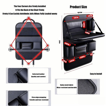 2 Pack Automotive Seat Back Organizers (Black 2-piece set)