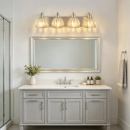 Brushed Nickel Vanity Lights for Bathroom with Clear Tulip Glass Shade (Brushed Nickel - Tulip Clear / 4-light)