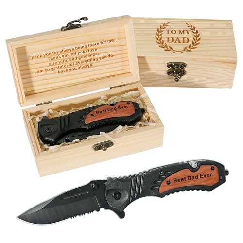 Engraved Pocket Knife Gift with Wooden Box