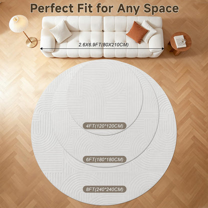 6ft Area Rugs for Living Room (6' (Round) / White)