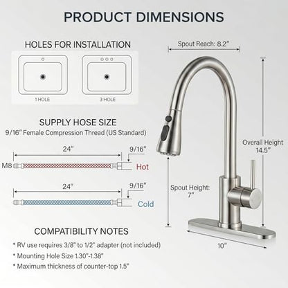 Kitchen Faucets with Pull Down Sprayer (Silver)