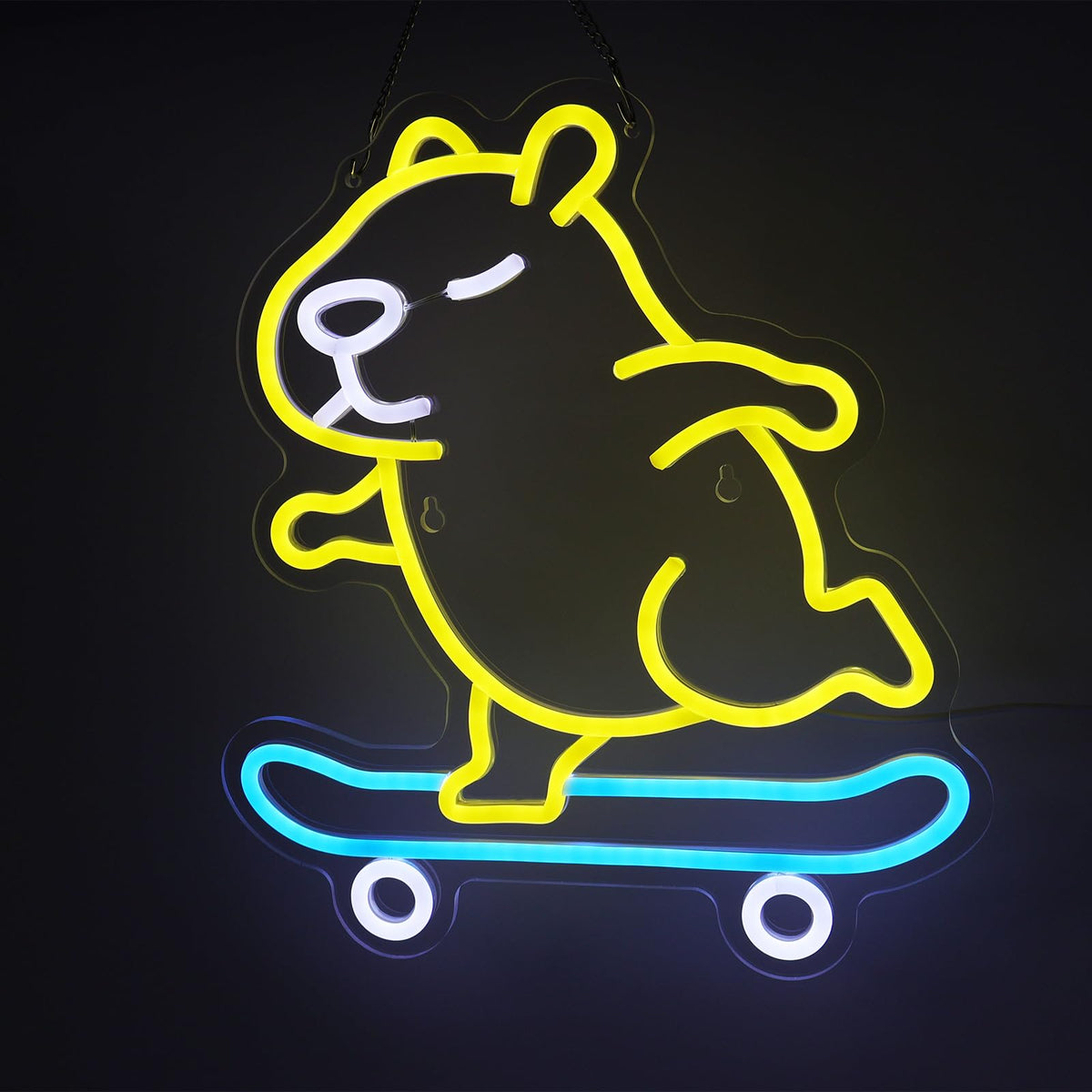 Capybara Neon Sign (Yellow, Blue and White)
