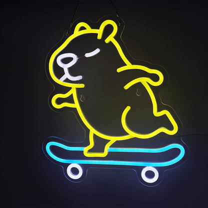Capybara Neon Sign (Yellow, Blue and White)