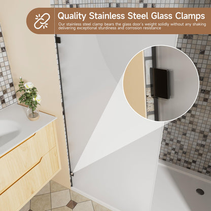 Shower Glass Panel 34" W x 72" H (Matte Black - Frosted / 34"W x 72"H - 10mm)